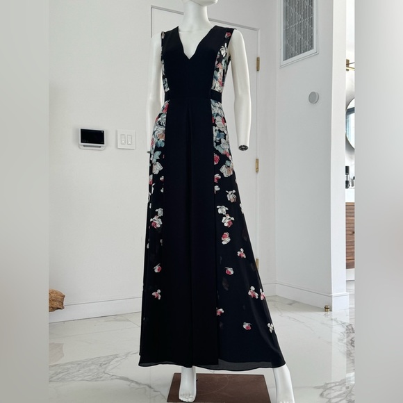 BCBG MaxAzria Etta Maxi Dress size XS Sleeveless Black Floral - Picture 3 of 11